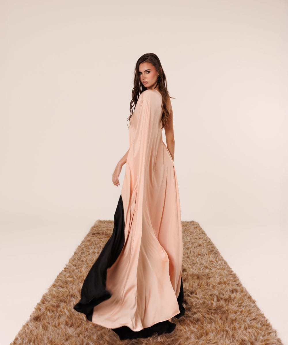 Eclipse of Granada tek omuz ipek karışım elbise arka ve yan görünüm detayları